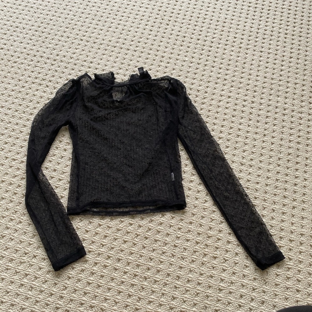 Forever 21 Black Mesh Polka Dot Top